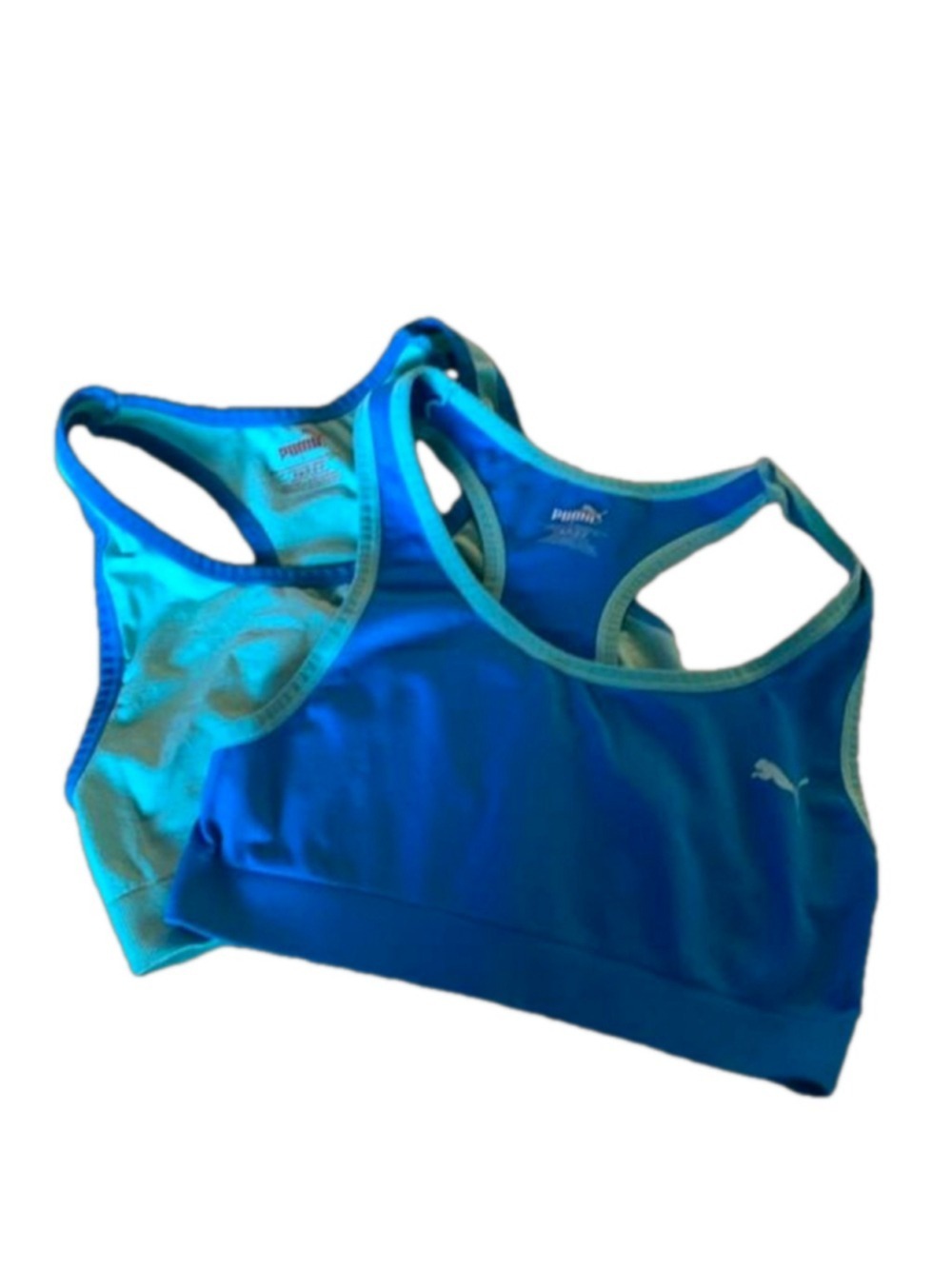 Puma blue on blue youth sports bras (2) large